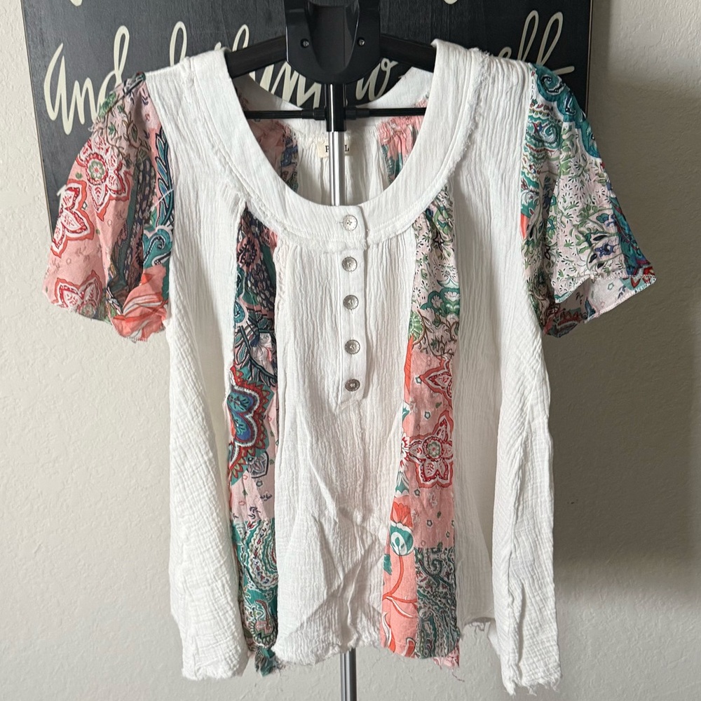 Pol Multicolor Patchwork Blouse New - image 1